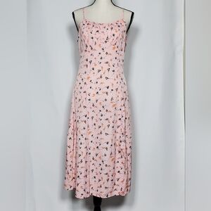 Floral Pink Spaghetti Strap Dress Juniors M